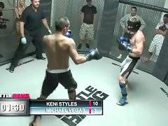 Tough Asian fellow Keni Styles is winning for now.